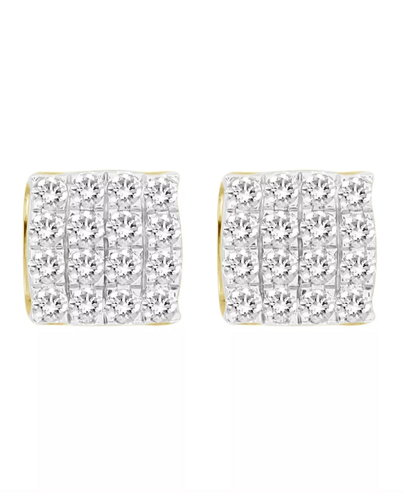[10K, 3/4 Ct.T.W.] Yellow Gold Men's Diamond Earring Set