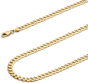 [14K, 3.5Mm] Solid Yellow Gold Solid Cuban Curb Chain Necklace with Lobster Claw Clasp