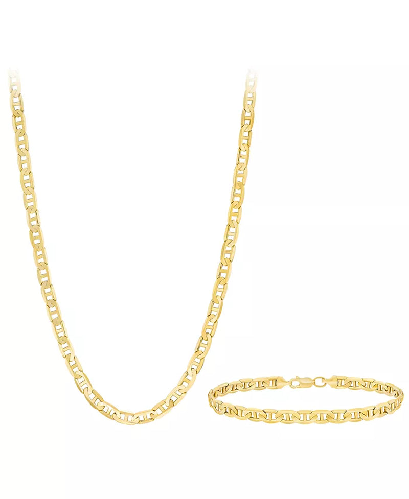 [10K, 5-5/8Mm] Gold Men's Solid Mariner Chain Bracelet