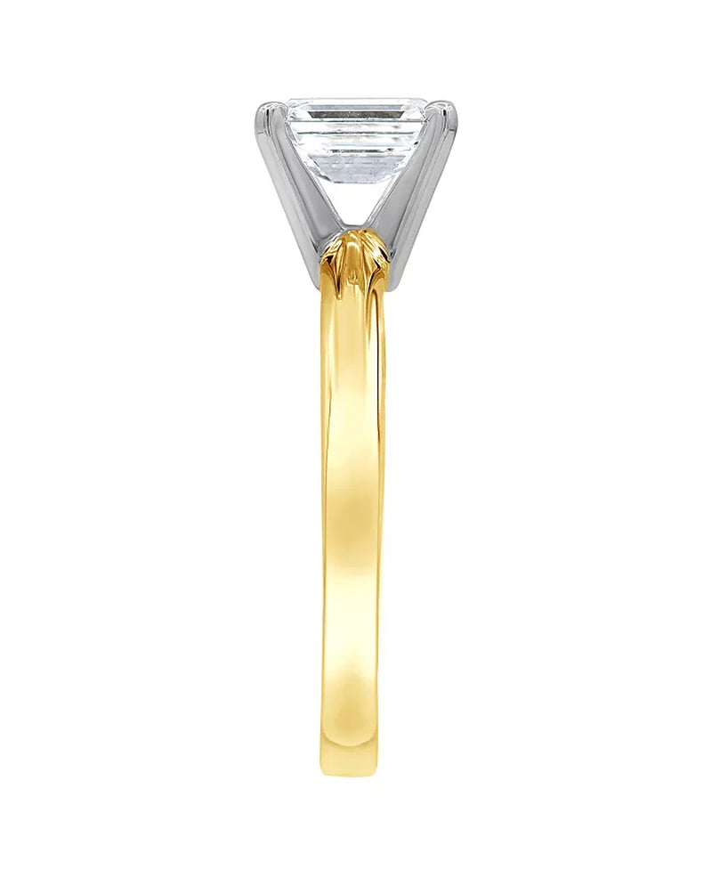 [14K, 1 Ct. T.W.] White or Yellow Gold Diamond Emerald-Cut Solitaire Engagement Ring