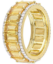 [14K] Gold Yellow Sapphire (9-3/8 Ct. T.W.) & Diamond (5/8 Ct. T.W.) Eternity Band