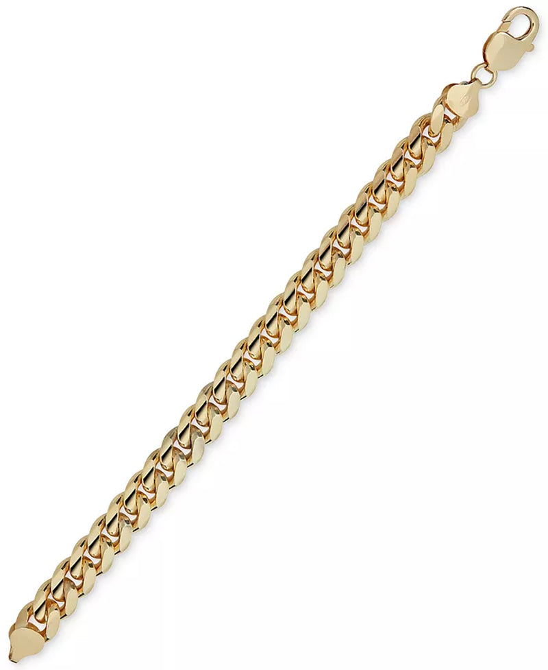 [14K] Gold-Plated Sterling Silver Mens Solid Cuban Link Bracelet