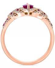 [14K] Rose Gold  Ruby (7/8 Ct. T.W.) & Diamond (7/8 Ct. T.W.) Marquise Halo Statement Ring