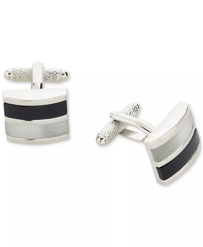 Perry Ellis Silver & Black Stripe Cufflinks