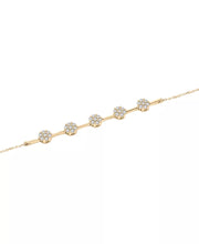 [1/2 Ct. T.W.] 10K Gold Diamond Flower Cluster Link Bracelet