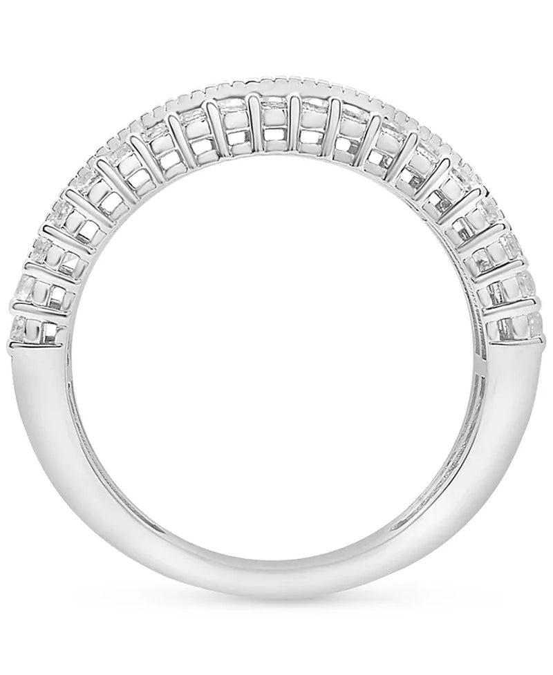 [14K. 1-1/2 Ct. T.W.] White Gold Diamond round & Baguette Band