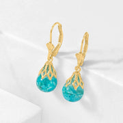 [14K] Yellow Gold Floating Turquoise Drop Earrings