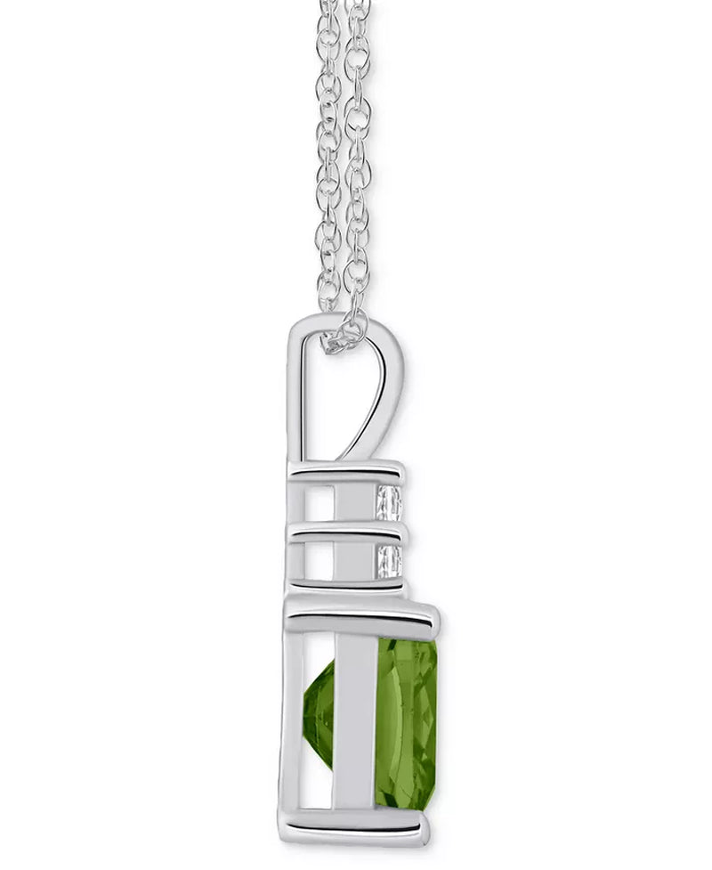 [14K] White Gold Peridot (2-3/8 Ct. T.W.) & Diamond (1/10 Ct. T.W.) Pendant