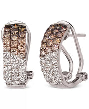 [14K, 1-1/4 Ct. T.W.] Rose Gold - White Gold or Yellow Gold Chocolate Diamond & Nude Diamond Omega Hoop Earrings