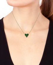 [14K, 3/8 Ct. T.W.] Gold Emerald Heart Pendant