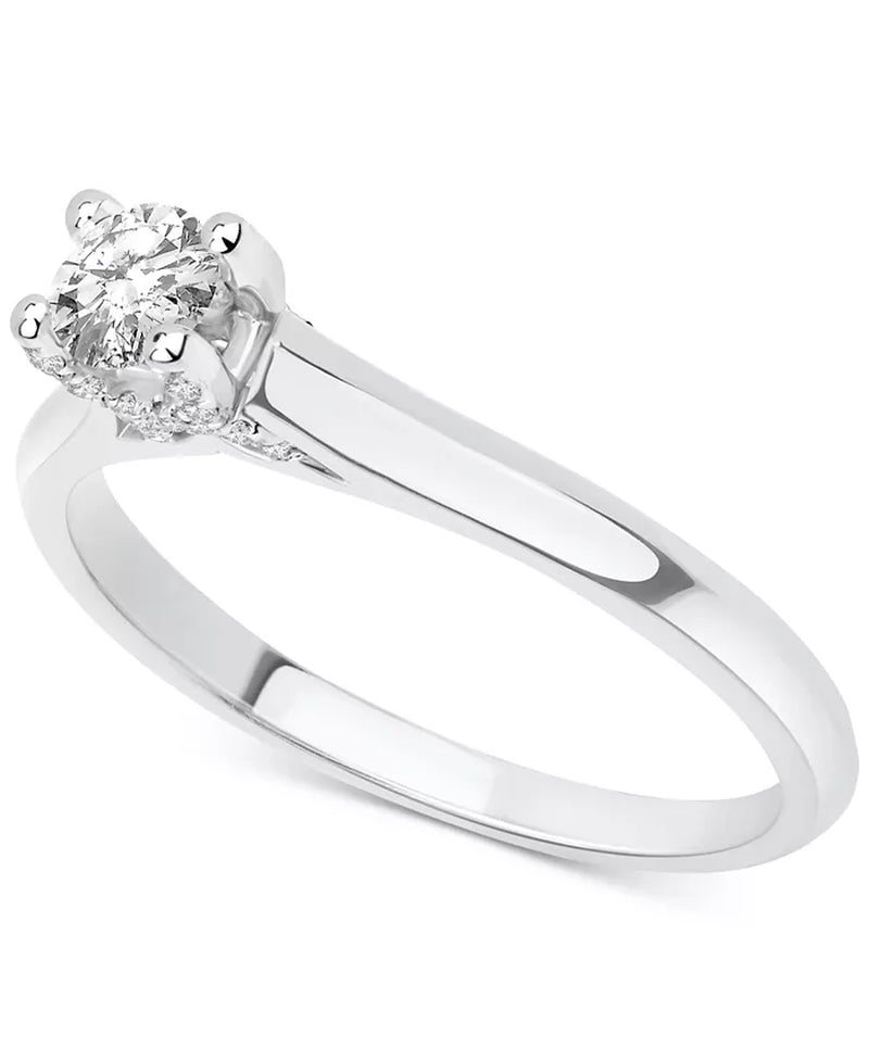 [14K, 1/3 Ct. T.W.] Gold Diamond Solitaire Engagement Ring