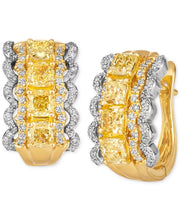 [14K] Gold & Platinum Coutureâ® Sunny Yellow Diamond (1-3/4 Ct. T.W.) & Vanilla Diamond (3/8 Ct. T.W.) Hoop Earrings