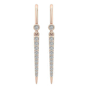 [14K, 0.30 Ct] White Gold Prong Bezel Chandelier Earrings With Round Diamonds