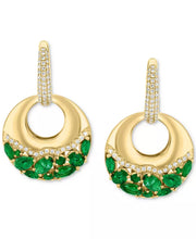 [14K] Gold Emerald (2-1/2 Ct. T.W.) & Diamond (3/8 Ct. T.W.) Dangle Hoop Earrings