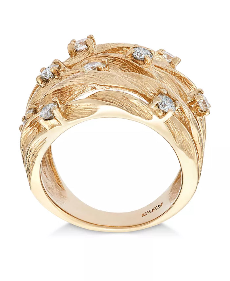 D'Oro by EFFYÂ® Diamond Woven Ring (1 Ct. T.W.) in 14K Yellow Gold (Also Available in White Gold)