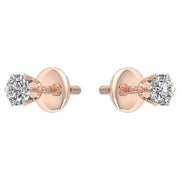 [14K, 0.30 Ct] Yellow Gold Solitaire Studs Earrings Natural Round Cut Diamond