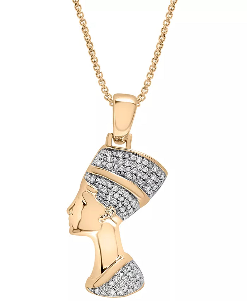 [14K, 1/4 Ct. T.W.] Gold-Plated Sterling Silver Diamond Nefertiti Pendant