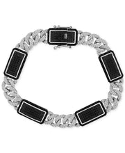 [2-1/4 Ct. T.W.] Sterling Silver Men's Black & White Diamond Ceramic Link Bracelet