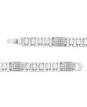 [10K, 2 Ct. T.W.] White Gold Men's Diamond Cluster Link Chain Bracelet