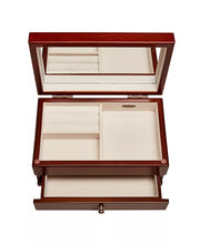 Walnut Woodgrain Jewelry Box with Florentine Marquetry Motif