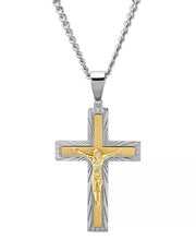 Men's Stainless Steel Silver-Tone 24" Crucifix Pendant Necklace