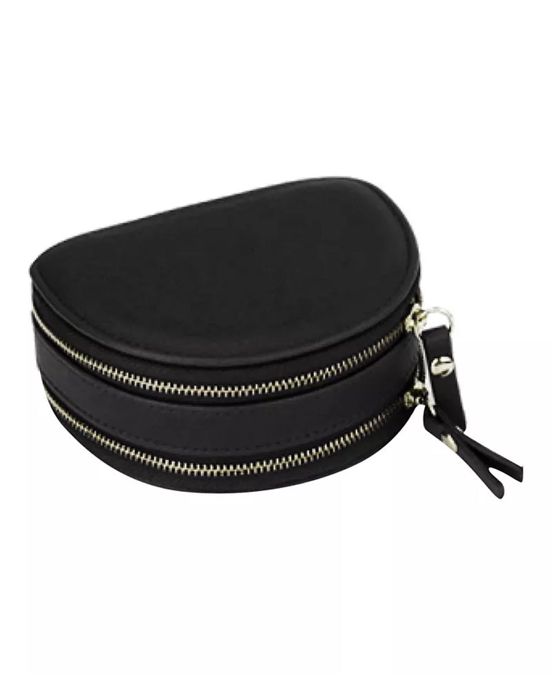 Duo Mini-Fashion Half Moon Leather Travel Jewelry Case