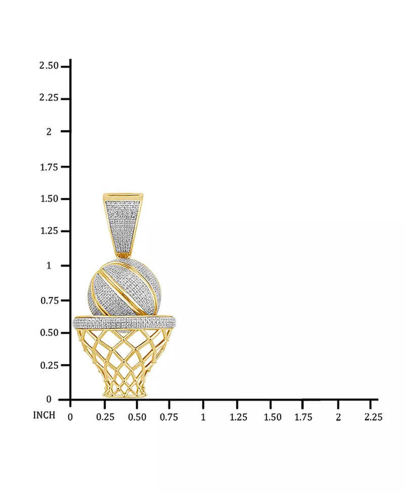 [14K, 3/4 Ct. T.W.] Gold-Plated Sterling Silver Diamond Pavã© Basketball & Net