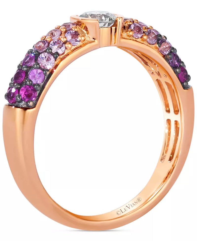 [14K] Strawberry Gold Pink Sapphire (3/4 Ct. T.W.) & Nude Diamond (1/4 Ct. T.W.) Ombre Ring in 