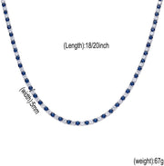 [14K, 5Mm] Gold  Tennis Chain Necklace Blue & White Moissanite Choker Necklace