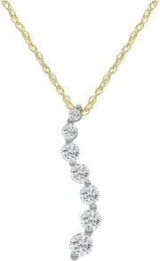 Certified 1/2Ct Journey Diamond Pendant Necklace for Women in 10K Gold on an 18 Inch 10K Gold Chain | Real Certified Diamonds in Real 10K White Gold or Yellow Gold