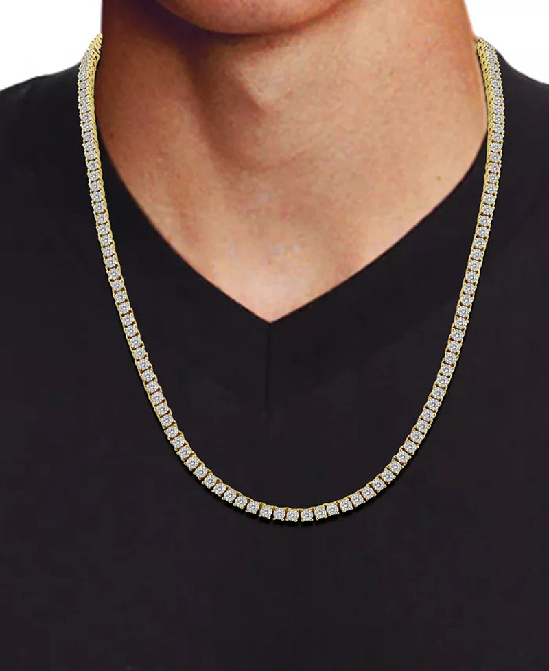 [10K, 3 Ct. T.W.] Yellow Gold Men's 20" Diamond Chain Necklace