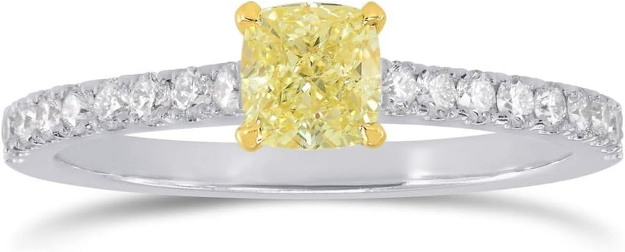 Yellow Diamond Engagement Side Stone Ring