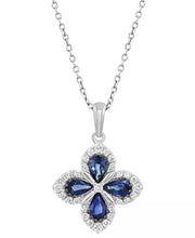 [14K] Sapphire (7/8 Ct. T.W.) & Diamond (1/5 Ct. T.W.) Flower Necklace