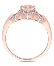 [10K, 1/8 T.C.W.] Rose Gold Morganite & Diamond Linked Heart Ring