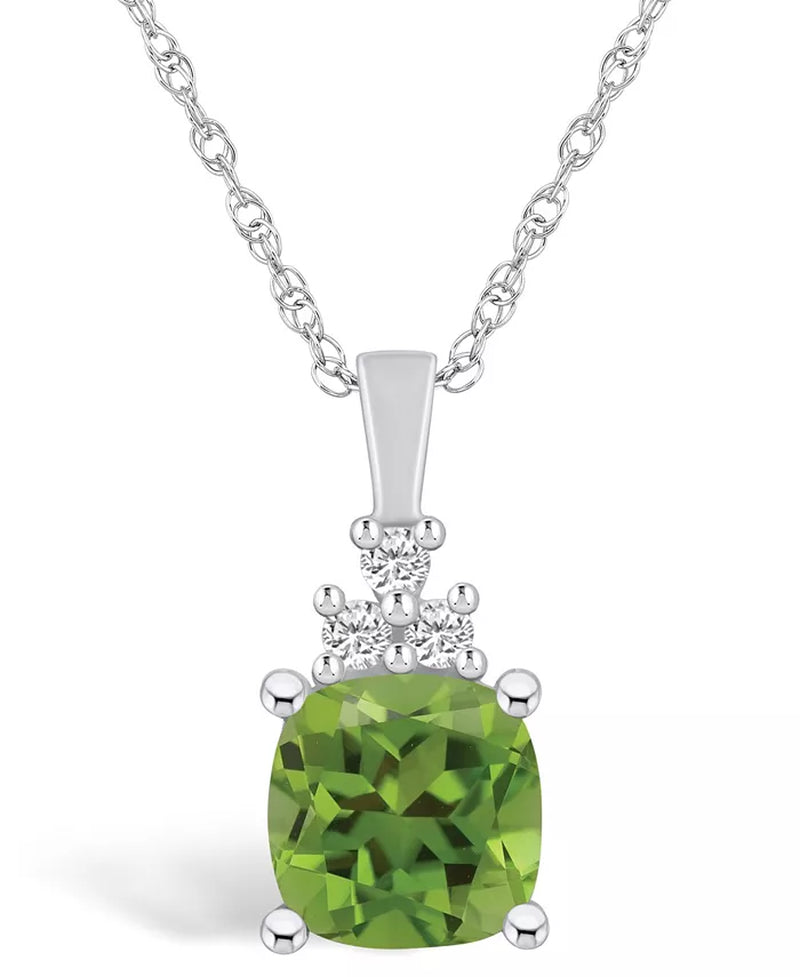 [14K] White Gold Peridot (2-3/8 Ct. T.W.) & Diamond (1/10 Ct. T.W.) Pendant