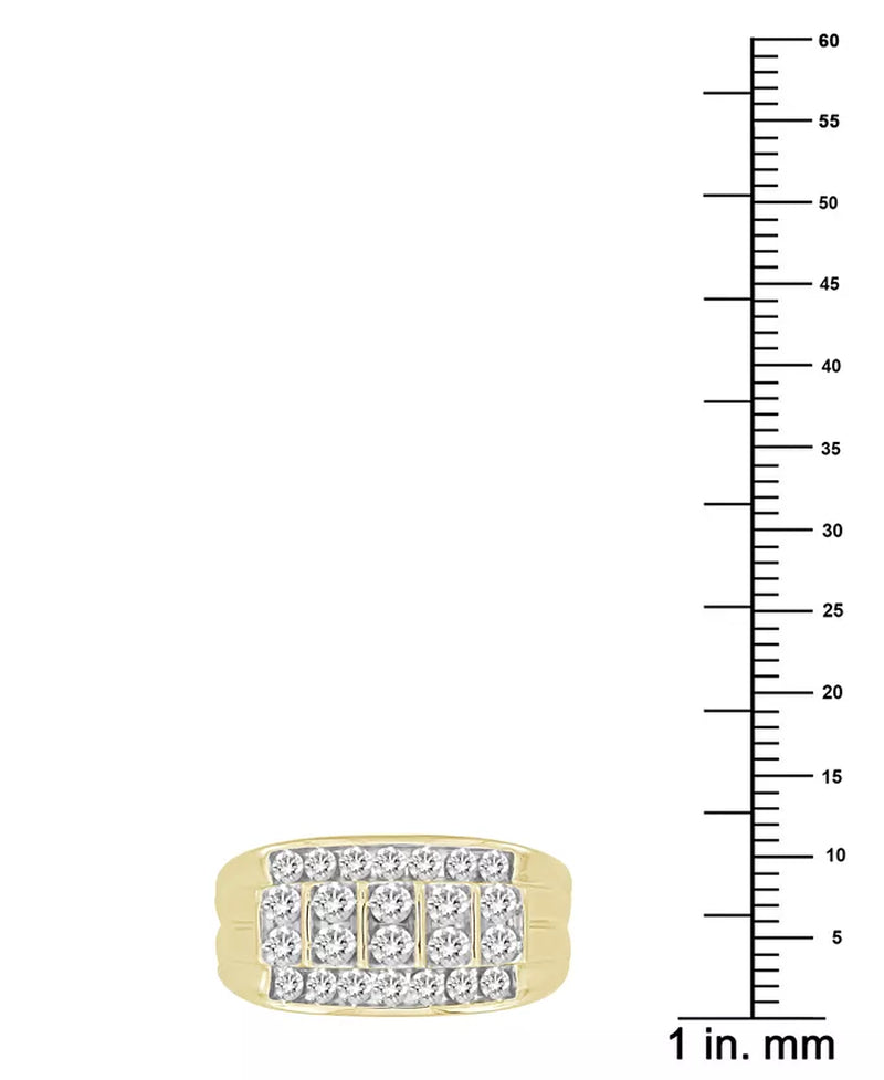 [10K, 1 Ct. T.W] Gold Men's Diamond Cluster Ring