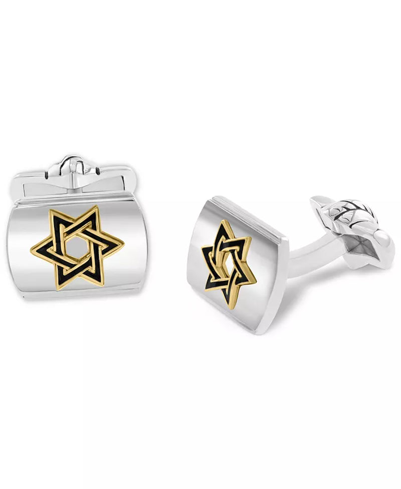 18K Gold-Plated Sterling Silver Star of David Cufflinks