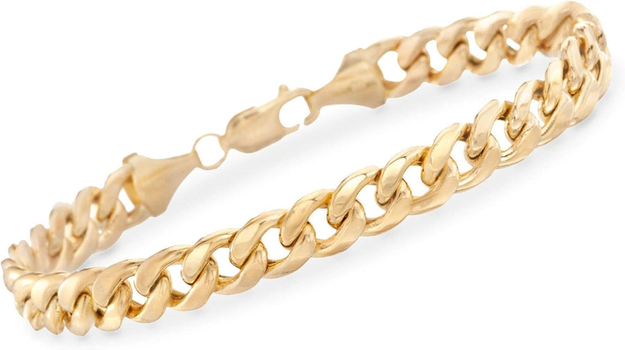 [14K] Yellow Gold Mens 8Mm Curb-Link 8.5" Bracelet. 