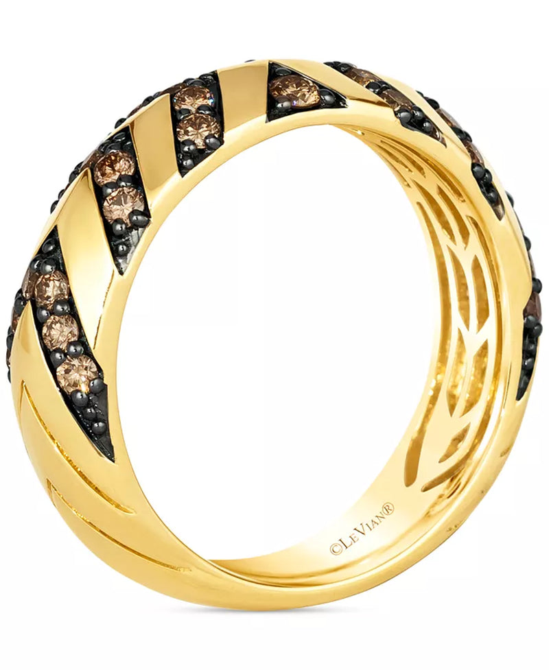 [14K , 3/4 Ct. T.W.] Gold Chocolatierâ® Men's Chocolate Diamond Chevron Band