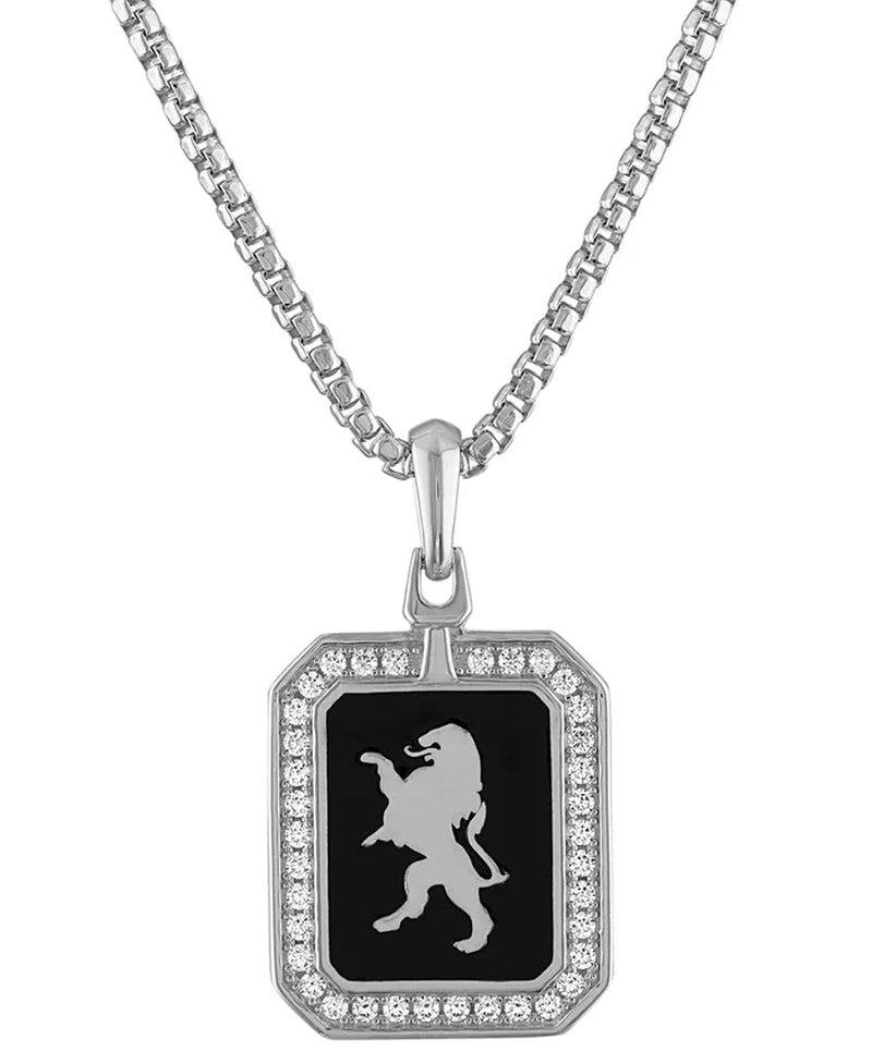 [1/2 Ct. T.W] Sterling Silver Crest of Bohemia Mens Diamond Pendant