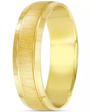 [14K] Gold Textured & Polished Beveled Wedding Band