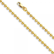 [14K, 1.9Mm] Gold  Moon-Cut 22" Length Ball & Chain Necklace