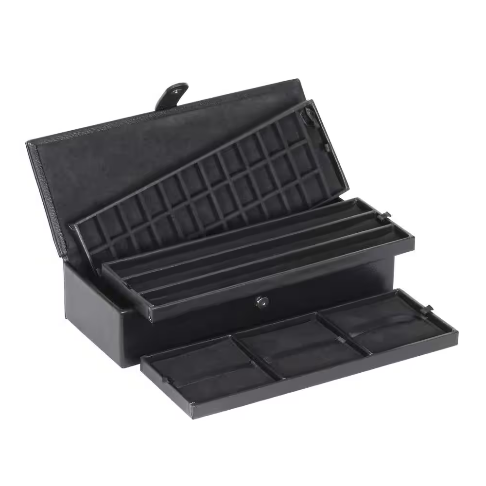 Ainsley Snap Closure Travel Jewelry Box Organizer - Rectangle Black