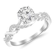 [14K, 0.63 Ct] Twisting Infinity Gold and Diamond Engagement Ring