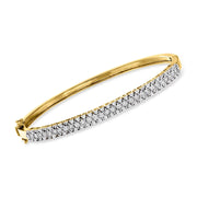 [18K, 0.75 Cttw] Gold Over Sterling Silver Diamond Bangle Bracelet