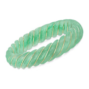 [14 Kt] Yellow Gold Carved Jade Bangle Bracelet