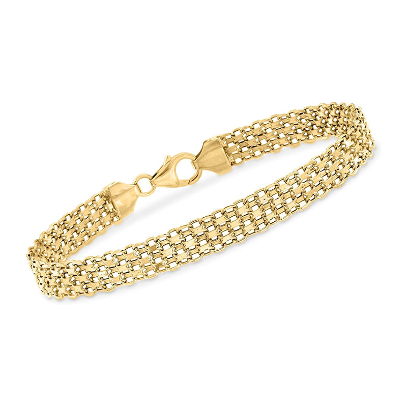 [18K]  Yellow Gold Italian Bismark-Link Bracelet