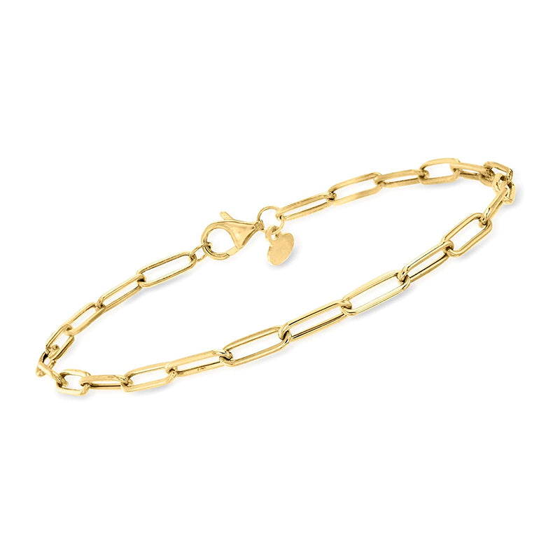 [18K] Yellow Gold Italian Paper Clip Link Bracelet