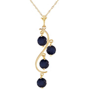 [14K. 2Ct] Yellow Gold Natural Blue Sapphire Drop Pendant Necklace