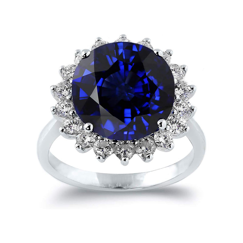 Sapphire and 1Ct TDW Diamond Halo Engagement Ring